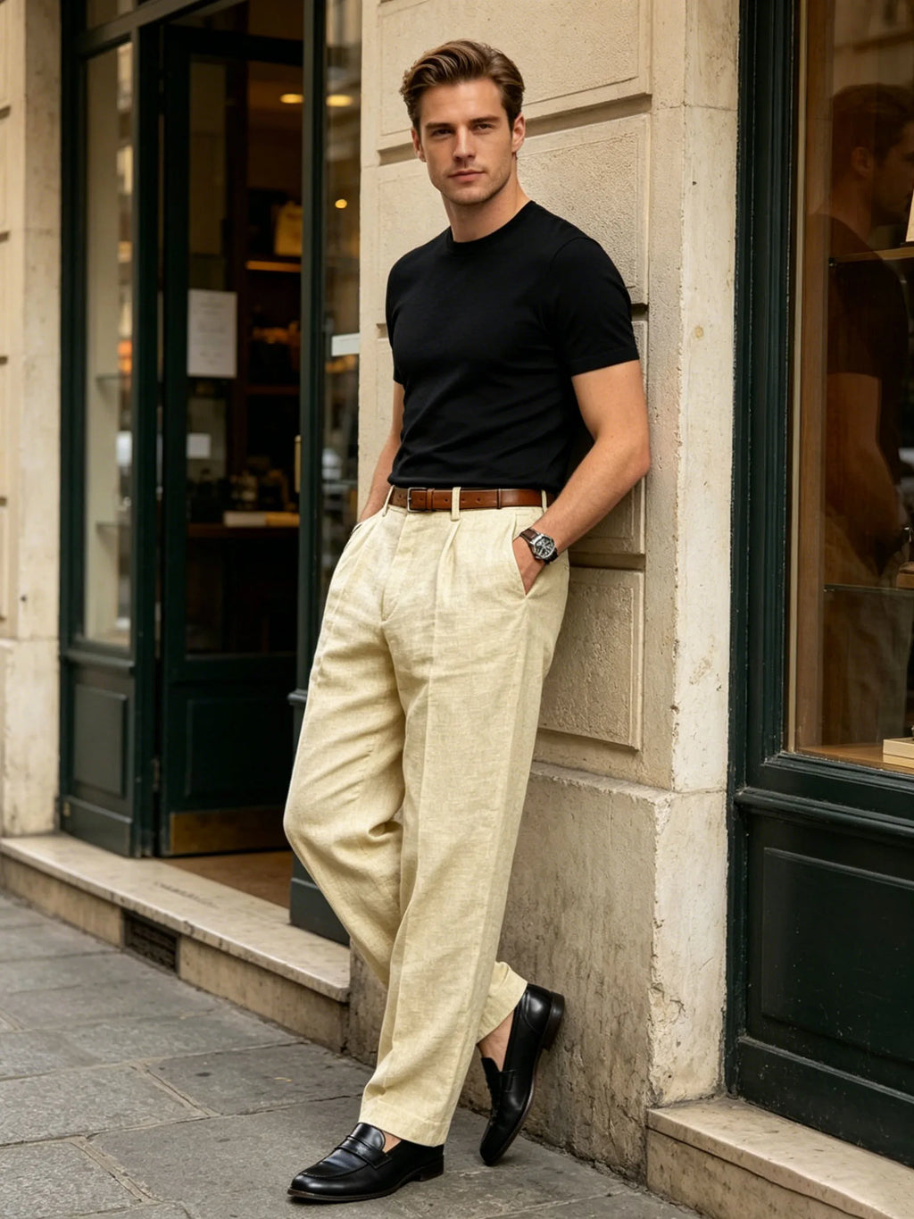 Men's Formal Linen Summer Pants Straight Tube Solid Color Comfortable Breathable Formal Business Fashion Basic Style Trousers