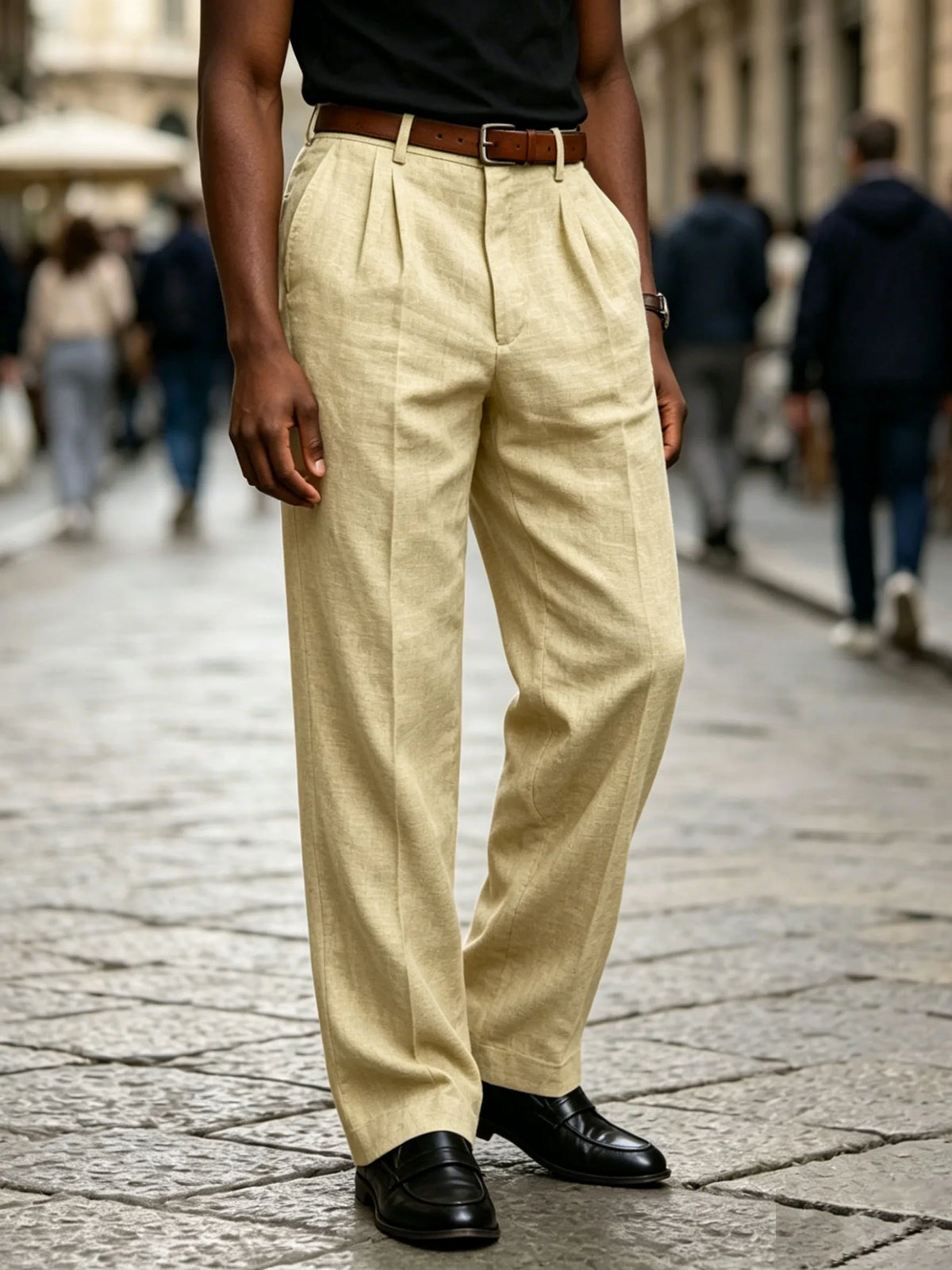 Men's Formal Linen Summer Pants Straight Tube Solid Color Comfortable Breathable Formal Business Fashion Basic Style Trousers