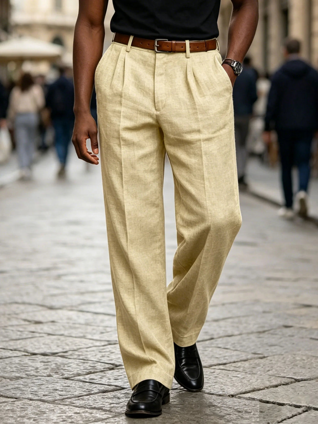 Men's Formal Linen Summer Pants Straight Tube Solid Color Comfortable Breathable Formal Business Fashion Basic Style Trousers